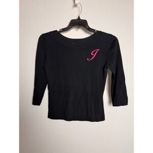 Vtg. Joseph A Letter J Sweater‎ Women M Black Coquette Soft Bimbo Core France